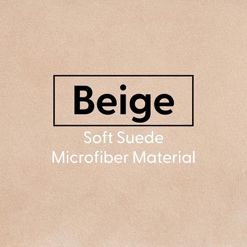 Factory Direct Partners Velvety and Vinyl Overstuffed Rectangle Ottoman for Living Room, Lounge, Office - Beige