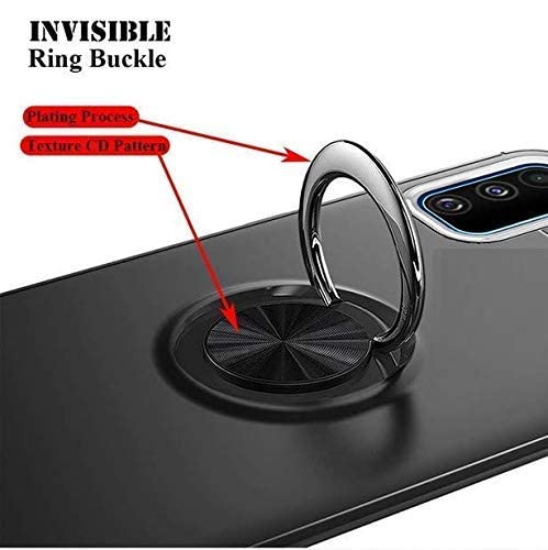 Image of SPAZY CASE Realme C21Y Back Cover | Sleek Rubberized Case with Chrome Plating | Ring Stand Back Cover | Designed for Realme C21Y / C25Y - Black