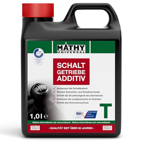 MATHY-T Schaltgetriebeöl-Additiv (1,0 l) - Verschleißschutz für Schaltgetriebe & Hinterachsen - Getriebeöl-Zusatz - Verbessert die Schaltung - Reduziert Verschleiß - Öl-Zusatz für SAE 75 bis 140