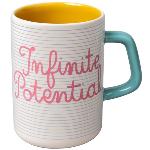 ban.do Novelty Quote Ceramic Mug, 12 Ounce Coffee and Tea Cup with Large Handle, Dishwasher and Microwave Safe (Infinite Potential)