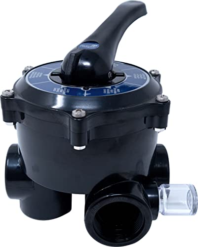 Preisvergleich Produktbild poolomio Midas 6-Wege-Ventil - 1 ½" - Side Mount - Gewinde- und Schlauchanschluss Gewindeanschluss 1½", Farbe: Weiß, All Open Ausführung mit 2 Stöpseln