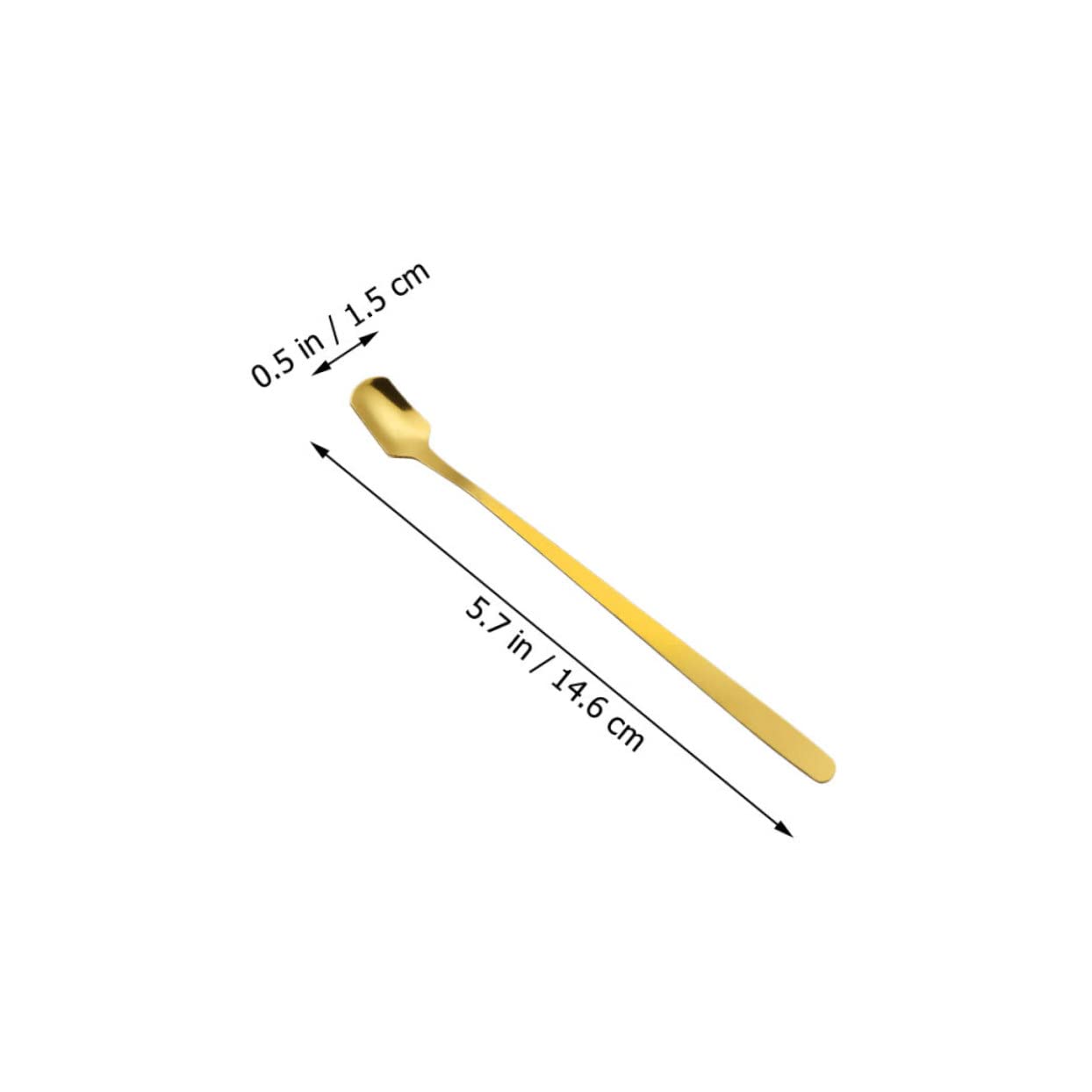 COLLBATH Set of 5 Square Coffee Spoons Long Handle Dessert Spoons Stainless Steel