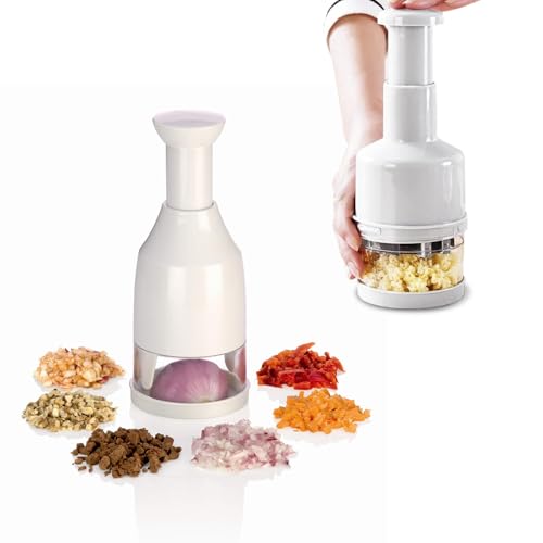 Avilia Affetta Cipolla Verticale in Plastica Resistente e Lame in Acciaio Inox - Ideale per Affettare Anche Frutta e Verdura, Trattiene gli Odori ed è Facile da Lavare Grazie al Design Smontabile