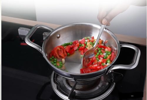Image of Kanshita's Rasoiware Platinum Series Triply Kadhai - 5L Stainless Steel with Lid, Induction & Gas Stove Ready (31.5 cm)