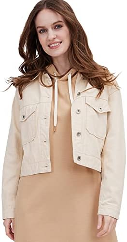 ASOBIO Womens Casusal Jackets, Long Sleeves Collar Denim Coats, Button Down Jean Jackets With Pockets