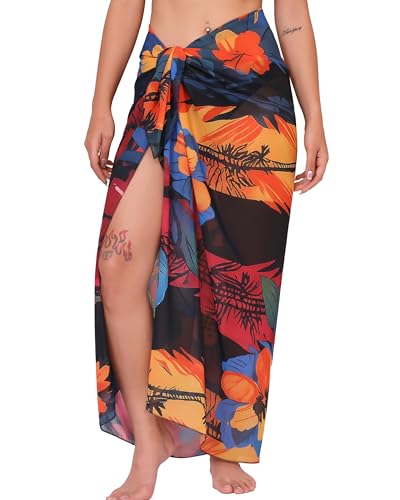 Image of Rossopesca Womens Beach Sarong Chiffon Swimsuit Coverups Sheer Bikini Wraps for Swimwear Bathing Suit Cover Up