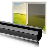 havalime Sonnenschutz Spiegelfolie Fensterfolie Schwarz getönt UV-Schutz reduzierte Helligkeit hochglanzverspiegelt Kratzfest selbstklebend für Außen- und Innenmontage statische Folie 200 x 90 cm