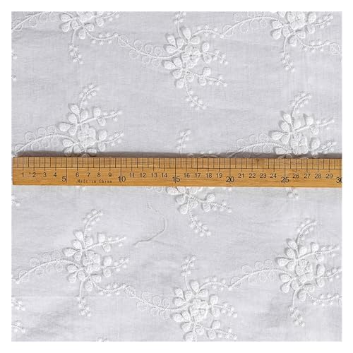 Tissu coton brodé blanc 130 cm pour rideau de salon lumineux et robe d'été fait maison