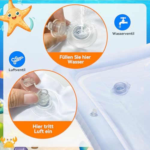 Gleebe Wassermatte Baby Spielzeug 3 6 9 Monate BPA-frei Wasserspielmatte Baby, Spielmatte Baby, Aufblasbare Bauchzeit Matte, Spaßaktivitäten für das Wachstum Ihres Baby Geschenke für Babys