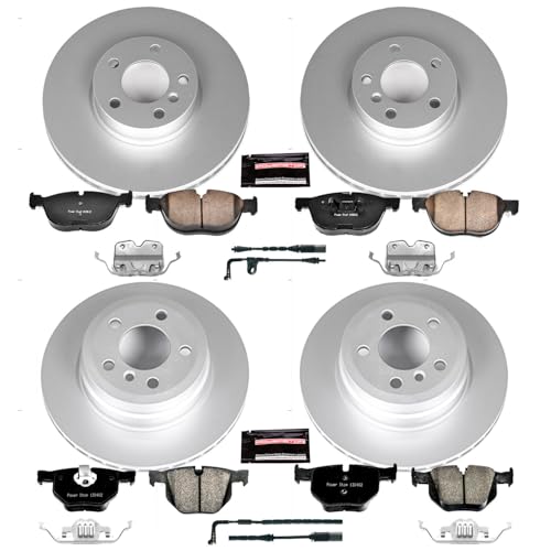 Image of PowerStop Front and Rear Brake Kit for BMW X5 2007-10 - Fully-Coated Disc Rotors with Z23 Carbon-Fiber Ceramic Brake Pads Upgrade, CRK6063