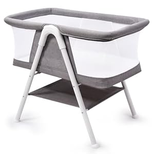 Bellababy Bassinet, Baby Crib, Lightweight and Breathable Mesh Design, Easy to Clean,Gray