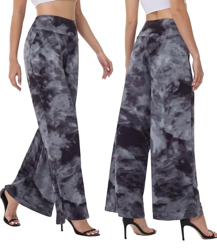 Image of ZOOSIXX Wide Leg Palazzo Pants for Women - High Waist Casual Beach Lounge Pants Loose Flowy Pants Stretchy Trousers