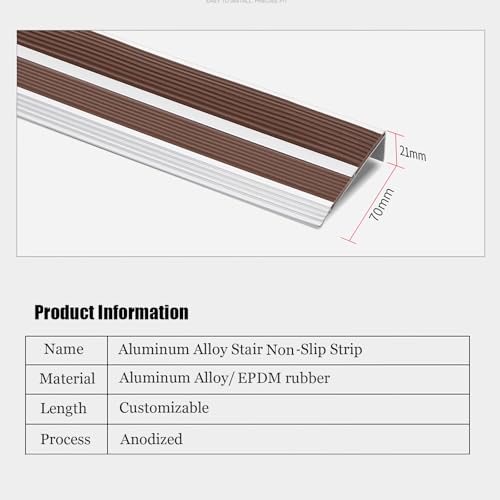 Protector antideslizante de aluminio para escaleras con tira autoadhesiva resistente 7