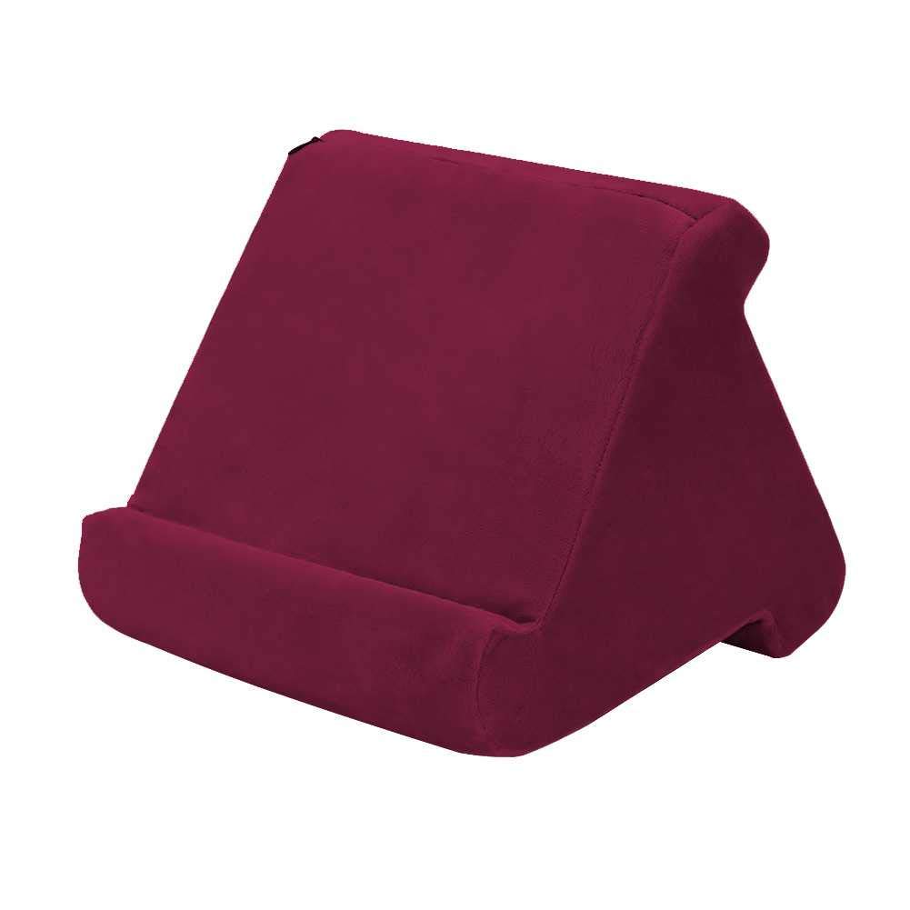 Oreiller de lecture souple vin rouge pour tablette tactile, iPad et smartphone de 27 cm