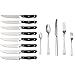 Amazon Basics Set de 8 couteaux à steak Lames en acier dentelé Manche ergonomique & Service de 20 couverts en acier inoxydable avec bord carré Pour 4 personnes
