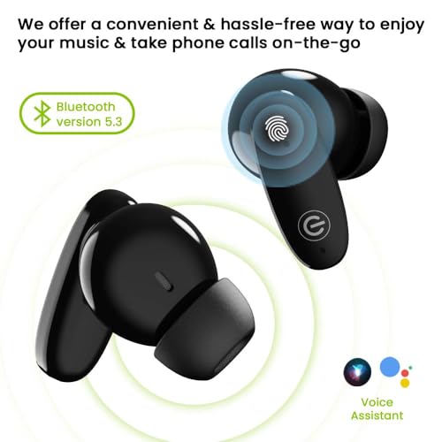 Image of EVM EnBuds Pro TWS - 44 Hours Playtime - True Wireless Earbuds with ENC & Quad Mics - Type C Charging Port - 13mm Speakers, 500 mAh Battery & BT 5.3-1 Year Warranty (EVM-TWS-05-P) (Black)