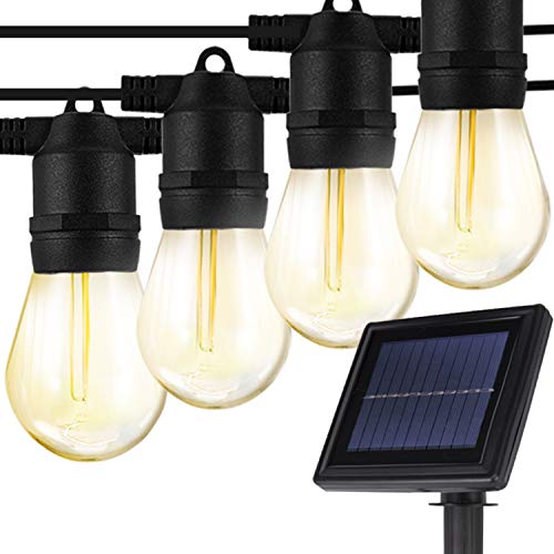 addlon Solar LED Outdoor String Lights, Vintage Edison Plastic Bulbs - Heavy-Duty Waterproof