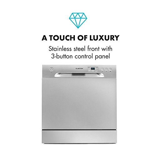 Klarstein Amazonia 8 - vaatwasser, vaatwasser, vrijstaand, semi-geïntegreerd, 206 kWh/jaar, 55 cm breed, 8 couverts, 6 programma's, Aquastop, zilver - Afbeelding 5