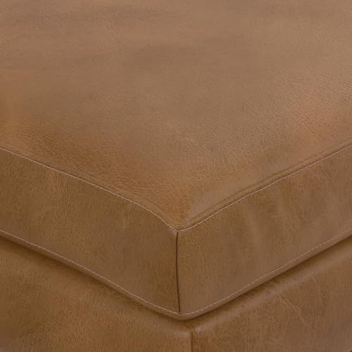 SIMPLIHOME Morrison 49" Wide Genuine Leather Rectangle Ottoman in Caramel by SIMPLIHOME - Used condition - Image 7