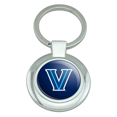 Villanova University Primary Logo Keychain Classy Round Chrome Plated Metal
