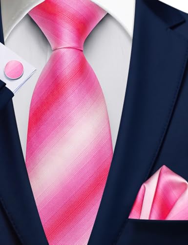 Image of Barry.Wang Plaid Ties for Men Silk Necktie Handkerchief Cuff Links Set