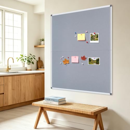 DEVELOP 48x36 Inch Large Gray Felt Bulletin Board, Wall Mounting Pin Memo Notice Cork Board with Silver Aluminium Frame for Office, Home, and Classroom, Includes 10 Push Pins by DEVELOP - Used condition - Image 7