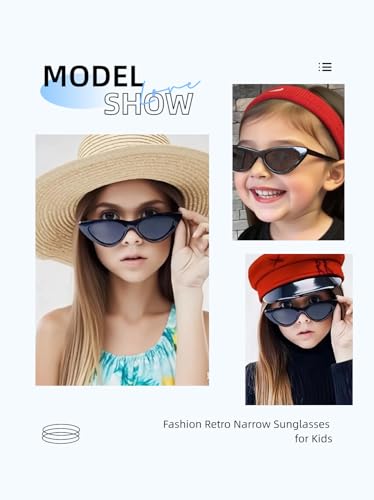 2 pack Girls Cat Eye Sunglasses Retro Narrow Sunglasses for Little Boys Girls Beach Party3