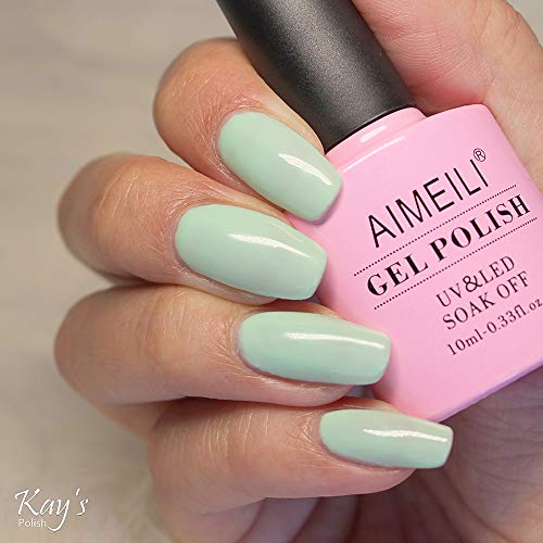 AIMEILI Soak Off U V LED Nude Gel Nail Polish Glitter Green Gel Polish Set Of 4pcs X 10ml - Kit Set 2 - Thumbnail 7