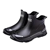 HCHCTRY Men's Fashionable Slip-On Rain Boots - Waterproof, Non-Slip, Durable for All Seasons (Black,10.5)
