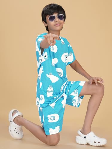 Image of Boys Halfsleeves Cotton Solid /Printed T-Shirt & Shorts Summer Co-ord Set /Clothing Set /Casual wear
