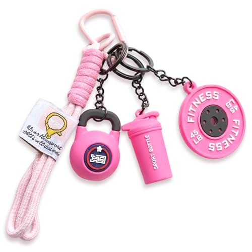 Pink Fitness Keychain for Women, Exercise Partner, Coach