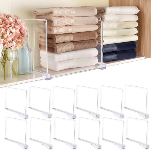 Shelf Dividers for Closet Organization, 12Pcs Closet Purse Organizeder Acrylic Shelf Dividers Purse Closet Organized Closet Dividers for Shelves Clear Shelf Dividers Shelf Separators in Closet(12Pack)