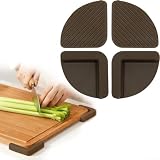 Rutschfeste Silikonmatten für Schneidebretter, braune Anti-Rutsch-Füße, Stabilisatoren für Holz, Kunststoff, Marmor, spülmaschinenfest, Küchengriffecken, 5 x 5 cm, 4 Stück
