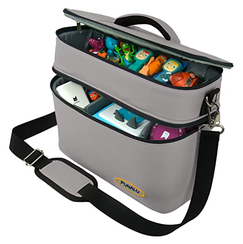 PUNALU große Tasche für Toniebox, Platz für 68 Tonie Hörfiguren, Toniebox Tasche (grau)