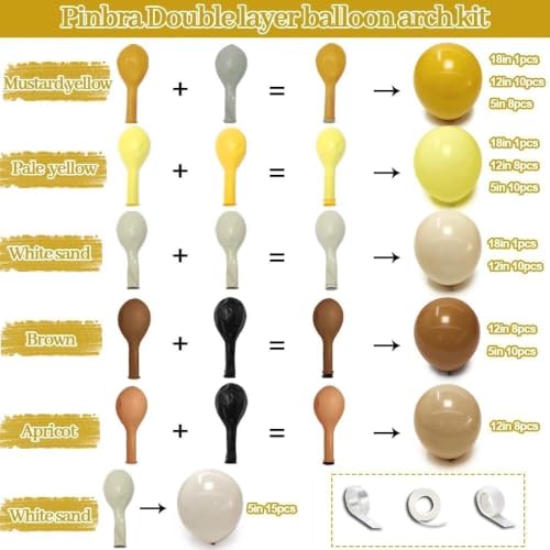 Image of Balloon Garland Arch Kit Pastel Yellow Blush White Sand Brown Balloons Double Stuffed Mustard Yellow Bee Balloons for Neutral Baby Shower Wedding Birthday Gender Reveal Fall Party Decorations