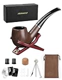 Joyoldelf Tobacco Smoking Pipe with Foldable Pipe Stand Holder and Smoking Accessories Including Pip