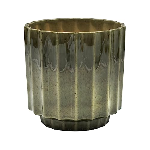 Ivyline Macetero de cerámica, Verde reactivo, 13 cm de Alto x 13 cm de Profundidad