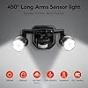 OREiN Outdoor Motion Sensor Security Light, 450 Adjustable 3-Head Floodlight, 2500 Lumens Bright Hardwired Dusk to Dawn Light, IP65 Waterproof, Black
