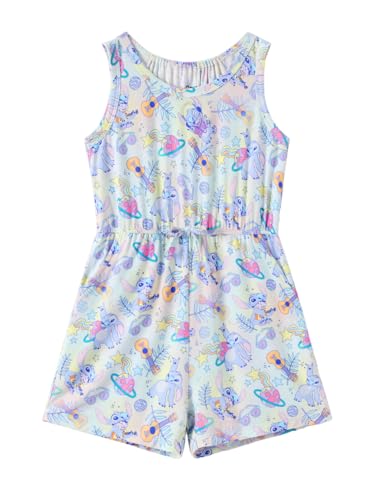 Image of Disney Princess Frozen Minnie Mouse Stitch Girls Romper With Pocket Sleeveless Jumpsuit One Piece Outfit For Toddlers & Kids