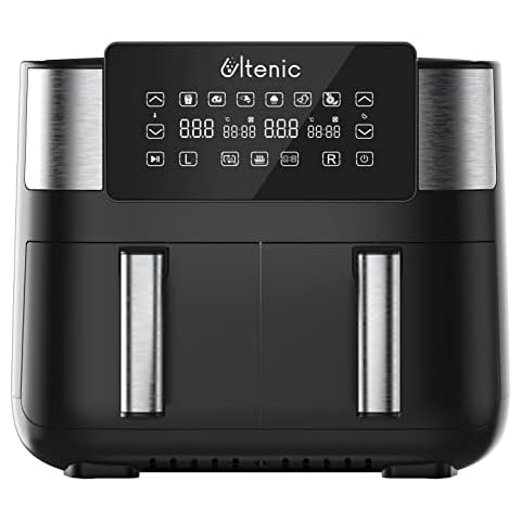 Ultenic K20 Dual Air Fryer, 6-in-1 Health Air Fryers with 2 Independent Frying Baskets, SYNC Cooking, XL 7.6L Family Sized, App with 100+ Recipes, Dishwasher-Safe Cover