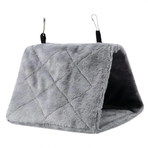 VIFER Nido de Pájaro Jaula para Pájaros Colgante Hamaca de Felpa Loro Cama Cálida de Invierno Suave Tienda para Periquitos Canario Inseparables Juguete para Mascotas (S-Gris)