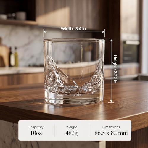 Image of LIITON Grand Canyon Old Fashioned Whiskey Glasses, Set of 2, Mens Gift
