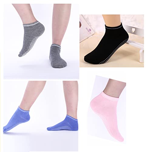 4 Pairs Yoga Socks Non Slip Grip Socks For Women Yoga Barre Pilates #TOP4
