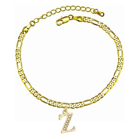 kelistom 14k Gold Plated Initial Ankle Bracelet Cover