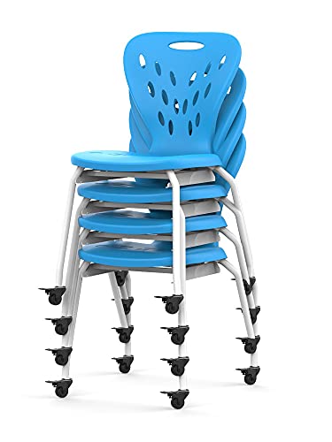 Offex Contemporary Mobile Stackable School Chair With Heavy Duty Wheels And Removable Storage Bin #TOP3