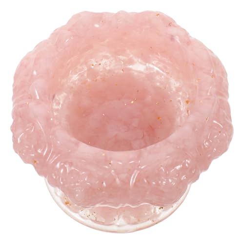 HOODANCOS Cuenco Decorativo de Cristal Mineral Rosa Pie en Forma de Flor de Loto, Organizador Pequeño para Joyas y Llaves, Plato Multifuncional para Anillos y Collares, Adecuado para