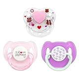 Magnetic Pacifiers 3 Piece Set for Reborn Baby Dolls Feeding Toy Accessories-Girl(Pink Heart, Rainbow, kiss me)