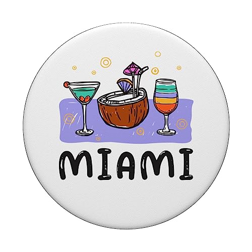 Miami Funny Miami Beach Holiday PopSockets Swappable PopGrip, Black - Image 3