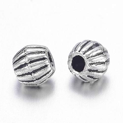 Pandahall 100Pcs Tibetan Style Antique Silver Bicone Bead Spacers Tiny Alloy Loose Beading Charms For Jewelry Makings 4X4.5Mm Hole: 1Mm #TOP1
