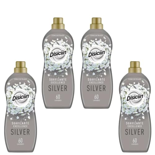 Suavizante Disiclin Silver 60 Lavados (Pack de 4) | Fragancia Fresca y Duradera | Suaviza y Protege la Ropa | Cuidado de Calidad para Toda la Familia